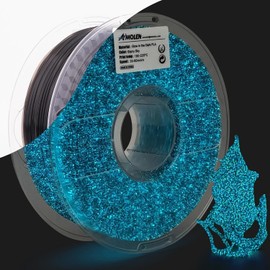 AMOLEN Glow in The Dark PLA Filament, 1.75mm Shiny PLA 3D Printer Filament Starry Blue, 1KG/2.2lb, Dimensional Accuracy +/- 0.02mm, Fit Most 3D Printers