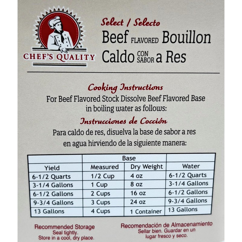 Chef's Quality Beef Flavor Soup Base 2 lb Tub