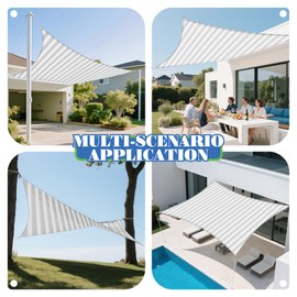 ECOOPTS 13'x16' HDPE Sun Shade Sail Rectangle Canopy Shades for Outdoor Patio Pergola Cover Blockage 95% UV Resistant(Gray White)