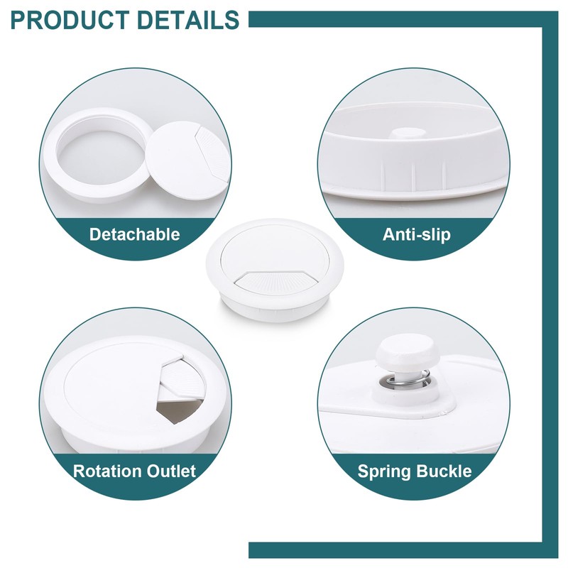 8Pcs Desk Grommet with Hole Saw,60mm Cable Wire Grommet Computer