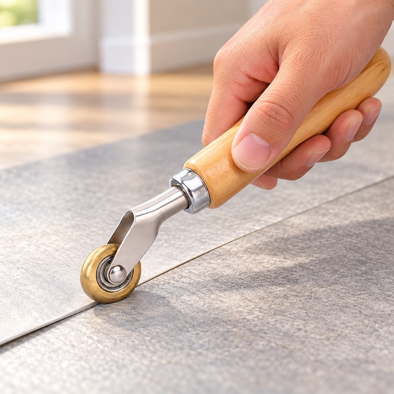 6mm Brass Corner Seam Roller with Wooden Handle