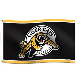 Hamilton Tigercats Flag Deluxe Silk Fabric Fans Support CFL Team Decor Outdoor/Indoor ELKS Banner