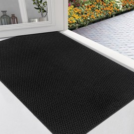 MYHOMMATTO Front Door Mat for Indoor Outdoor Entrance, Dirt Trapping Indoor Mats for Entryway, Machine Washable Thick Pet Doormat Anti-Slip, Black, 18" x 32"