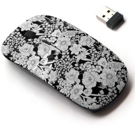 CJCBROES 2.4G Wireless Mouse with Cute Pattern Design for All Laptops and Desktops with Nano Receiver - Poppy Flowers Daffodil