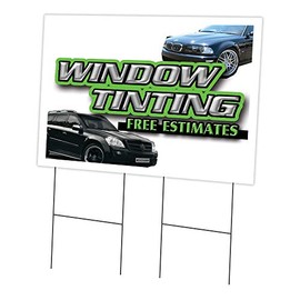 Window Tinting Free ES 24" x 36" Yard Sign & Stake | Advertise Your Business | Stake Included Image On Front Only | Made in The USA