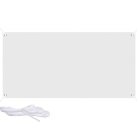 2Ft x 6Ft Blank White Banner Solid Color With 6M Rope Paintable Plain White Flag DIY Party Festival Procession Celebration Sport Activities School Events Outdoor Decoration 180x60cm
