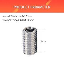 Thread Insert M8 to M6 x 15 mm, Pack of 10 Stainless Steel Threaded Insert Screw, Repair Tool, Internal Thread, Metric for Automobiles, Steam Turbines, Mechanical Devices