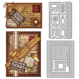 GLOBLELAND Postage Stamp Cutting Dies for Card Making Lace Postcards Tickets Frame Metal Die Cuts Cutting Dies Templates for Scrapbooking Journal Embossing Paper Craft Decor
