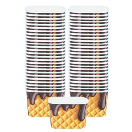 Restaurantware-Coppetta 12 Ounce Dessert Cups, 200 Greaseproof Ice Cream Cups - Lids Sold Separately, For Hot And Cold Foods, Chocolate Drizzle Paper Yogurt Bowls, Disposable, Sturdy