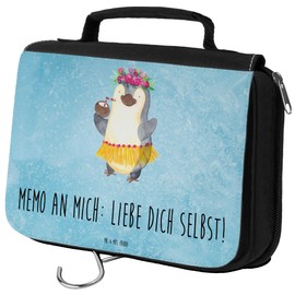 Mr. & Mrs. Panda Penguin Coconut Wash Bag, blue, Hand Drawn