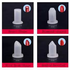 Kalolary Juego de moldes de silicona para hacer pintalabios con 4 agujeros, diseño simple, con forma de pico de pájaro + forma de corazón + forma de diamante + doble biselado
