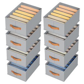 DIMJ Large Wardrobe Clothes Organizer, 8 Packs Fabric Closet Storage Organizer with Handles, Foldable Closet Organizers Dividers for Clothing Jeans Pants Sweater T-shirt