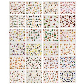 ALLYDREW 24 Sheets Falala Christmas Nail Stickers Holiday Nails Set Nail Art Sheets