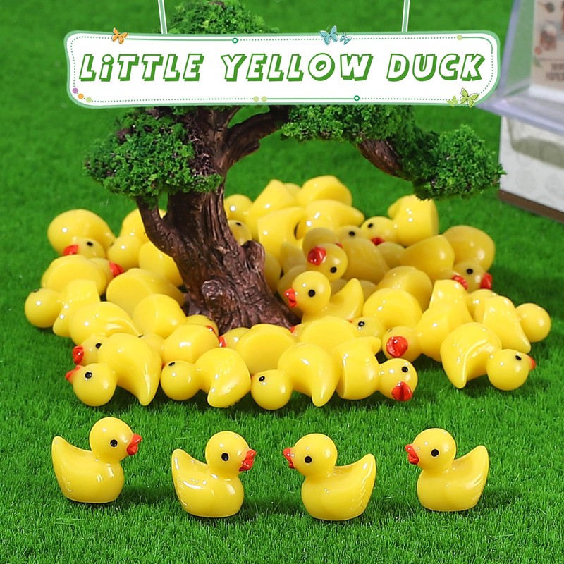 GADIEDIE 260pcsYellow Mini Resin Ducks, Tiny Duck for Home Hide