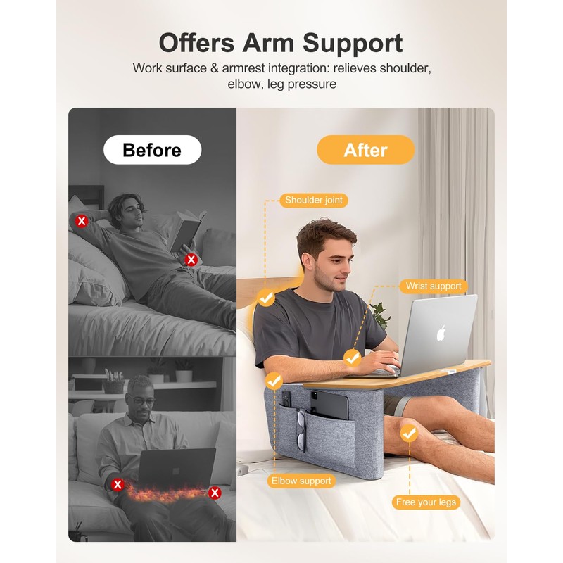 Lap Desk for Adults with Arm Rests,Ergonomic Laptop Pillow Stand