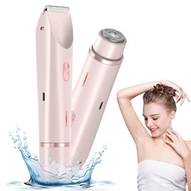 Electric Shaver for Women, 2 in 1 Dual-Head Electric Body Hair Trimmer Shaver for Women's Grooming, Waterproof Wet & Dry Pubic Hair Trimmer for Women Legs Bikini Underarms Hair Painless Remove