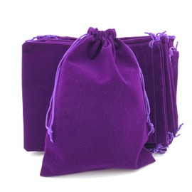 Palmhomee Pack of 12 7x9 Inch Velvet Drawstring Bags Gift Bag Velvet Pouch For Jewelry Wedding and Party Favor (Purple)