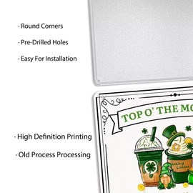 Metal Tin Sign - Irish Coffee Recipe Sign Rustic Coffee Bar Sign Irish Coffee Sign St Patrick's Day Coffee Bar Decor, Wall Plaque for Home Kitchen Cafe Shop Signs 8x12 Inch