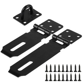 2 Sets Hasp Lock Latch, 127 mm/106 mm Hasp Padlock Reel, Stainless Steel Safety Hasp Security Hasp Lock Latch for Padlock, Shed Cabinets, Gates, (Black)