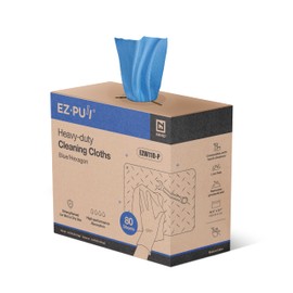EZbrnd Heavy-Duty Cleaning Cloths Towels, Pop Up Box, Blue Shop Towels, 80sheets/box [X80]