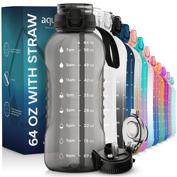 AQUAFIT Half Gallon Water Bottle With Time Marker - 2in1