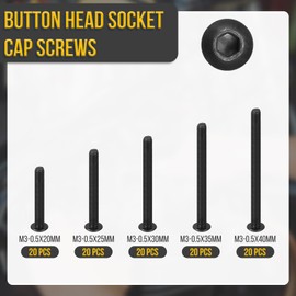 DTGN 100Pcs M3-0.5x20/25/30/35/40mm Button Head Socket Cap Screws - Carbon Steel Bolt Set Assortment Kit - Good for Road Bicycle, Mountain Bike, Auto