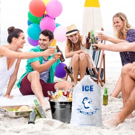 Ice Cube Bags Ice Bags with Drawstring - Heavy Duty 8 lb Capacity | Reusable & Durable Ice Cube Bags for Freezer Storage & Ice Machines-10pcs