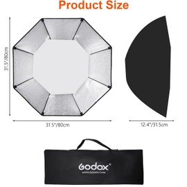 Godox MS80 Softbox for Godox K180A E250 E300 Studio Flash, 80cm Octagon Umbrella Softbox Portable Photography Accessory