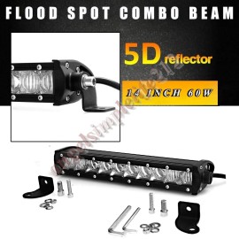 Pefetown 14''Inch LED Light Bar Spot Flood Combo Truck SUV ATV  Car Offroad Driving 16''
