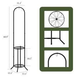 PULIJIAJU 2-tier Hanging Plant Stand Indoor and Outdoor, Space-Saving Iron Plant Shelf, 3 Potted Flower Pot Stand ,Planter Holder for Bedroom Balcony Living Room Patio Garden( n-style)
