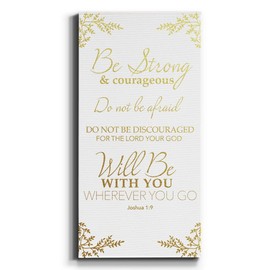 Renditions Gallery Joshua 1:9 Wall Art, Premium Gallery Wrapped Canvas Decor, Ready to Hang, 16 in H x 8 in W, Made in America Print, AZS-WC34-40840-R-816-MK