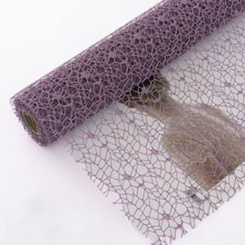 Korean Jacquard Net Mesh Openwork Floral Wrapping Paper 1 Roll Florist Supplies Flower Bouquet Wrapping Paper Floral Supplies for Fresh Flowers, 50cm x 5 Yard (Sauce Purple)