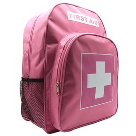 Jipemtra Red Emergency Bag First Aid Backpack Empty Medical First Aid Bag Treatment First Responder Trauma Bags for Riding Office Hiking Paramedics Outdoor Travel Camping Pet Dog Cat Daycare (Pink)