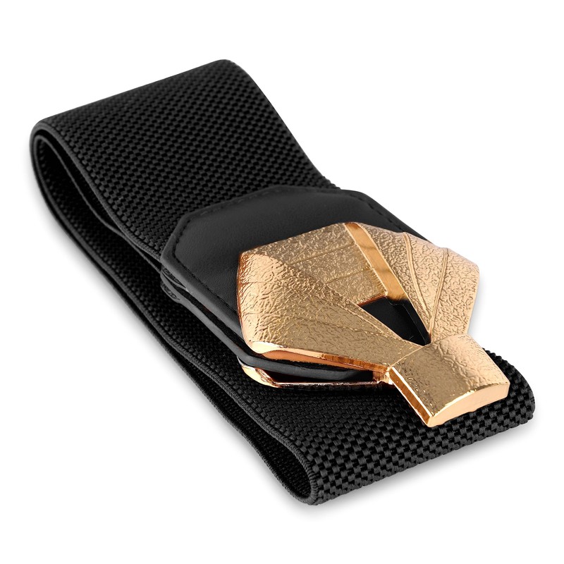 BlackButterfly Wide Cinch Stretchy Elastic Material Waistband Retro Golden Bow