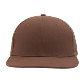 YEANIY M,L,XL,XXL Flat Bill Mesh Snapback Trucker Hat,Plain Blank Adjustable Solid Color Baseball Caps for Men Women, Brown, X-Large-XX-Large