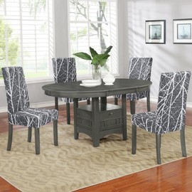 Alishomtll Stretch Chair Covers, Set of 4/6, Grey Chair Covers, Swing Chair, Elastic Chair Covers, Removable Washable Dining Room Chairs Covers for Restaurant, Hotel, Banquet (Branch, 4 Pieces)