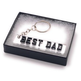 Car Number plate Keyring Car Registration Licence Plate Key Ring Name Keychain, Number Plate Father's Day, Mother's Day, Valentine's Day, Birthday Unique Idea with Box (BEST DAD, Reflective White)