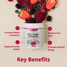 Nitric Oxide Beet Root Organic Powder, Heart & Blood Pressure - Snap Supplements