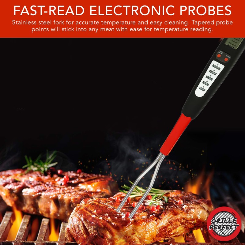 Digital Meat Thermometer Fork for Grilling and Barbecue Fast Read