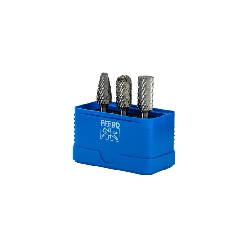 PFERD 3-Piece Carbide Bur Set, Omni Cut, 1/4" Shank, Tungsten