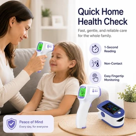 Non-Contact Infrared Forehead Thermometer for Home Use – Fast Digital Temperature Reader with Color Display & Memory