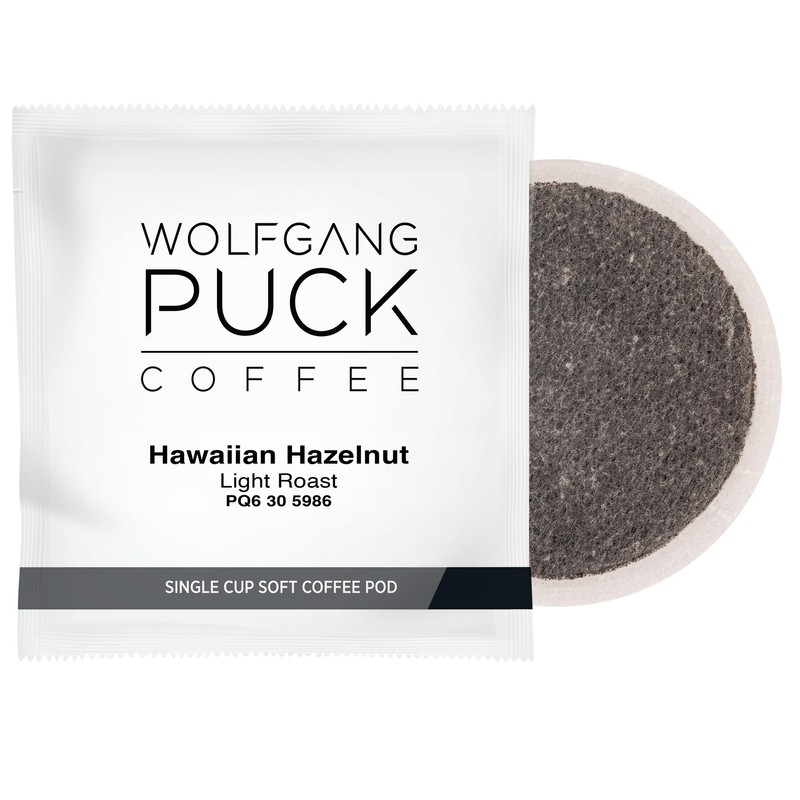 Wolfgang Puck Coffee, Hawaiian Hazelnut Flavored, 9.5 Gram soft Pods,