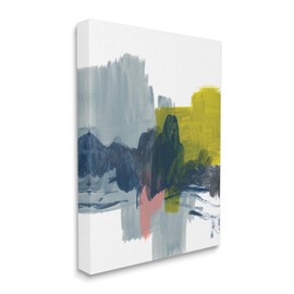 Stupell Industries Lively Abstract Brush Strokes Blue Grey Yellow, Designed by Bronwyn Baker Canvas Wall Art, 16 x 20