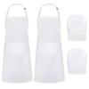 YGKYMVW Chef's Hat Apron Set, 4 Pieces Adjustable Bib Apron,