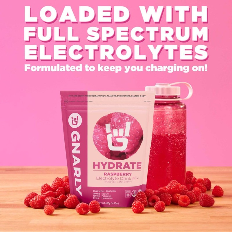 Gnarly Nutrition Hydrate Electrolyte Powder – Raspberry Exercise Hydration Drink