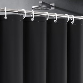 UFRIDAY Black Shower Curtain Liner Premium PEVA 72 x72 inch,Heavy Duty Shower Curtain with 3 Weighted Magnets, Plastic Waterproof Grey Shower Curtains for Bathroom with 12 Hooks