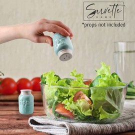Light Blue Salt and Pepper Shakers Ceramic Mason Jar Spice Jars