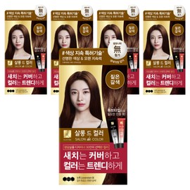 Elastine Salon de Color & Gray Hair Dyeing Cream, dark brown, 5 pieces / 엘라스틴 살롱 드 컬러 앤 새치 염색 크림, 짙은갈색, 5개