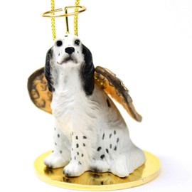 English Setter Angel Dog Ornament - Black Belton