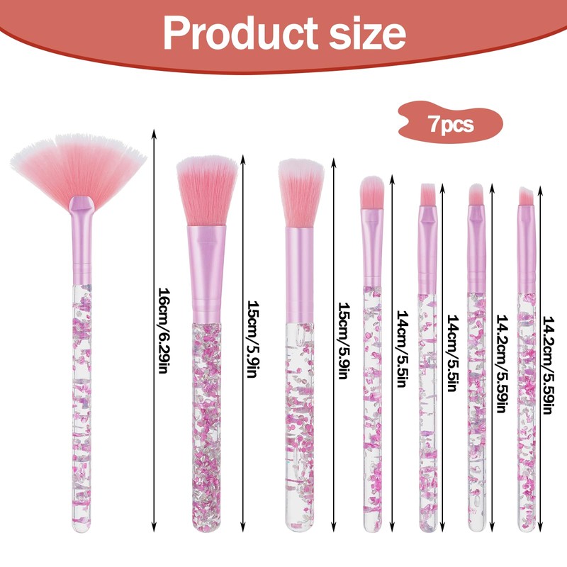 Makeup Brush Set, 7 Pcs Makeup Brushes Crystal Glitter Make